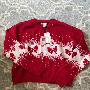 Sincerely Jules Red and White Crew Neck Sweater
